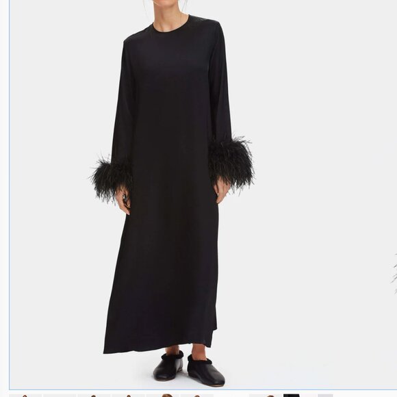 NWT Sleeper Suzi Maxi Dress with Detachable Feathers in Black - Picture 1 of 6